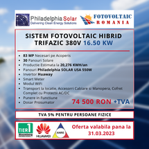 Sistem Fotovoltaic Hibrid Trifazic 380V 16.50KW